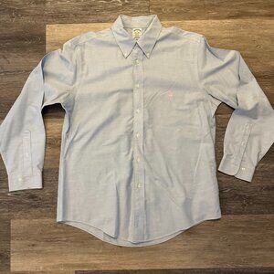 Brooks Brothers - Light Blue Button-Down with Pink Logo - Size L